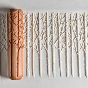 Winter Woods - Big Hand Roller by MKM Pottery Tools - Clay Texture Roller, Pottery Hand Roller