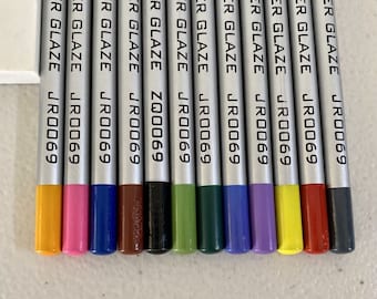 Set of 12 Ceramic Underglaze Colored Pencils - in Case with Eraser and Sharpener