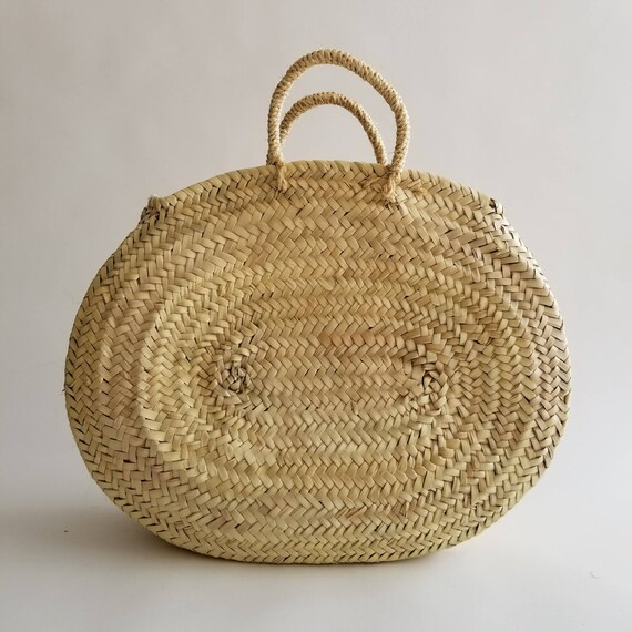 Oval Straw Basket Bag French Style Shopping and Grocery Bag | Etsy