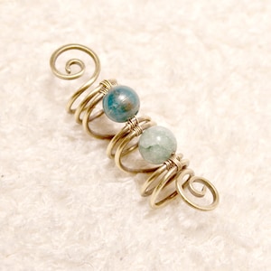 Dread jewelry handmade from brass with Malaysia Jade & Apatite – gemstone bead for dreadlocks