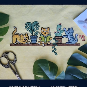 Cats & Plants Shelf SAL 2026  | Year-Long Stitch-Along Adventure! (A Mystery SAL by Mainely XStitch)