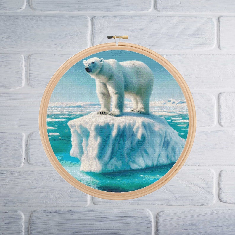 Polar Bear Cross Stitch Pattern 12 Circular on 25ct & Etsy