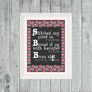 Blumen Kreuzstich-Muster: Trauer & Rage Haiku (PDF)