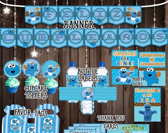 Cookie Monster Party Kit Baby Shower Cookie Monster Etsy