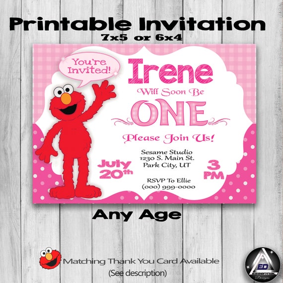 Pink Elmo Invitation Elmo Birthday Elmo Girl Invitation Etsy
