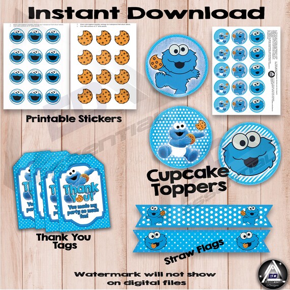 Cookie Monster Party Kit Baby Shower Cookie Monster Etsy