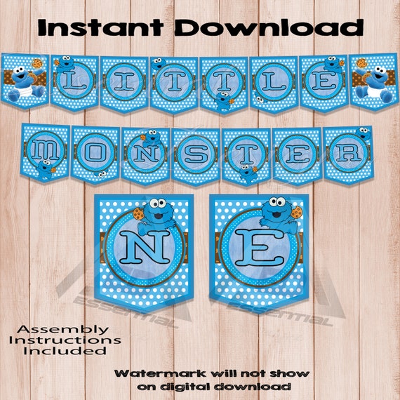 Cookie Monster Party Kit Baby Shower Cookie Monster Etsy