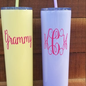 Personalized 20 oz  Skinny Tumbler with Straw, Insulated Tumbler, Monogrammed Tumbler, Customized Tumbler