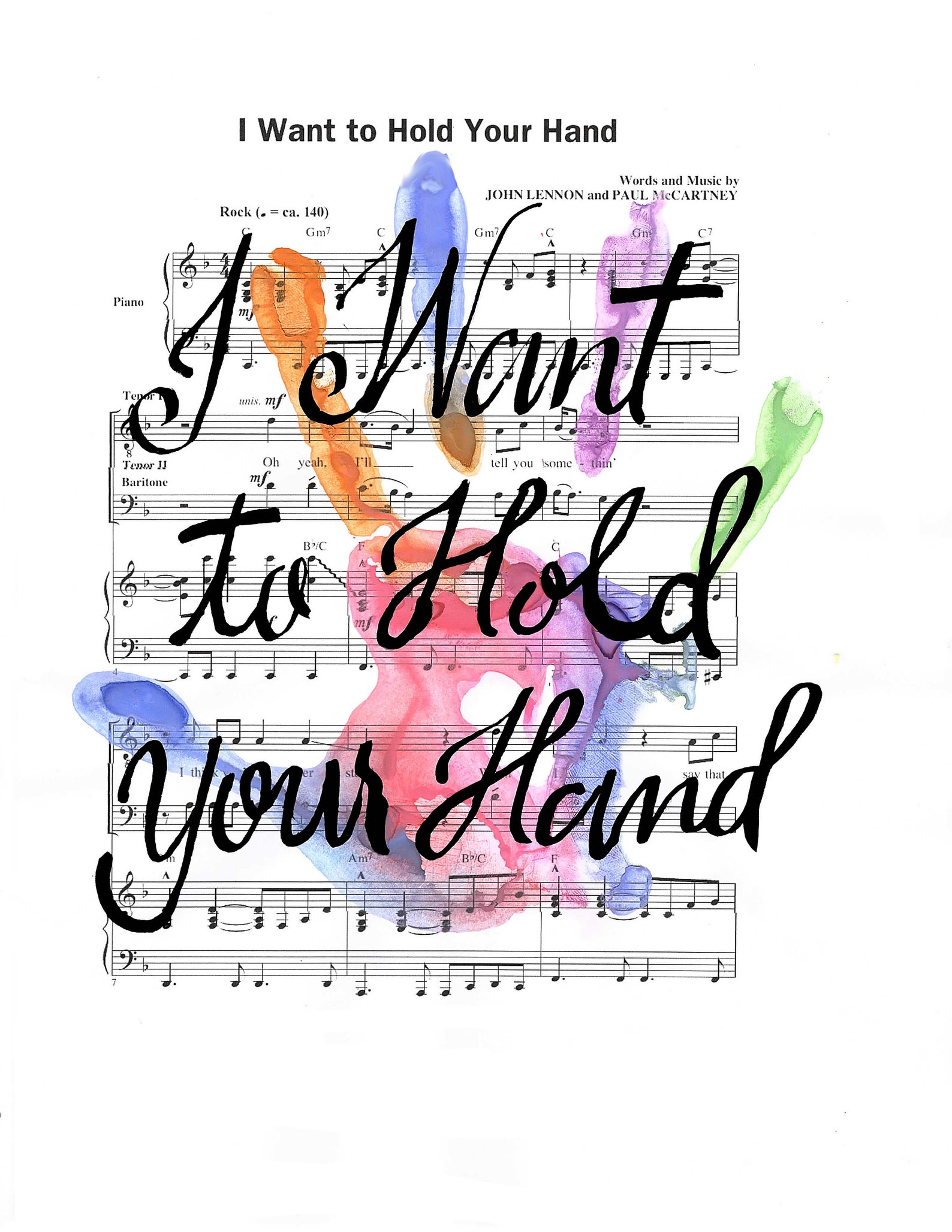 Printable Digital Download - I Want to Hold Your Hand Beatles Sheet ...