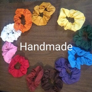 Solid Rainbow Scrunchies, Handmade Scrunchies, Multiple Colors, Rainbow Colors, Hair Accessories, 90s Fashion,  Hair Ties, Great Gifts