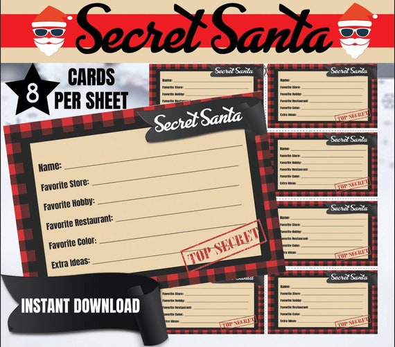 Key Santa, Xmas Printables, Present Swap Celebration, White Elephant Get together, Reward Swap Recreation, Xmas Need Record, Vacation Printables image about Secret Santa Cards Printable identify Magic formula Santa, Xmas Printables, Reward Switch Social gathering, White Elephant Celebration, Reward Substitute Activity, Xmas Motivation Listing, Family vacation Printables