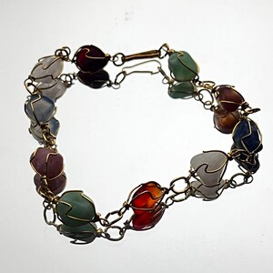 Beaded Stacking Bracelets, Colorful Wire Wrapped Gemstone Crystal Chains, Summer Jewelry Gift, Chain Layering Bracelet, Bridesmaid Gift