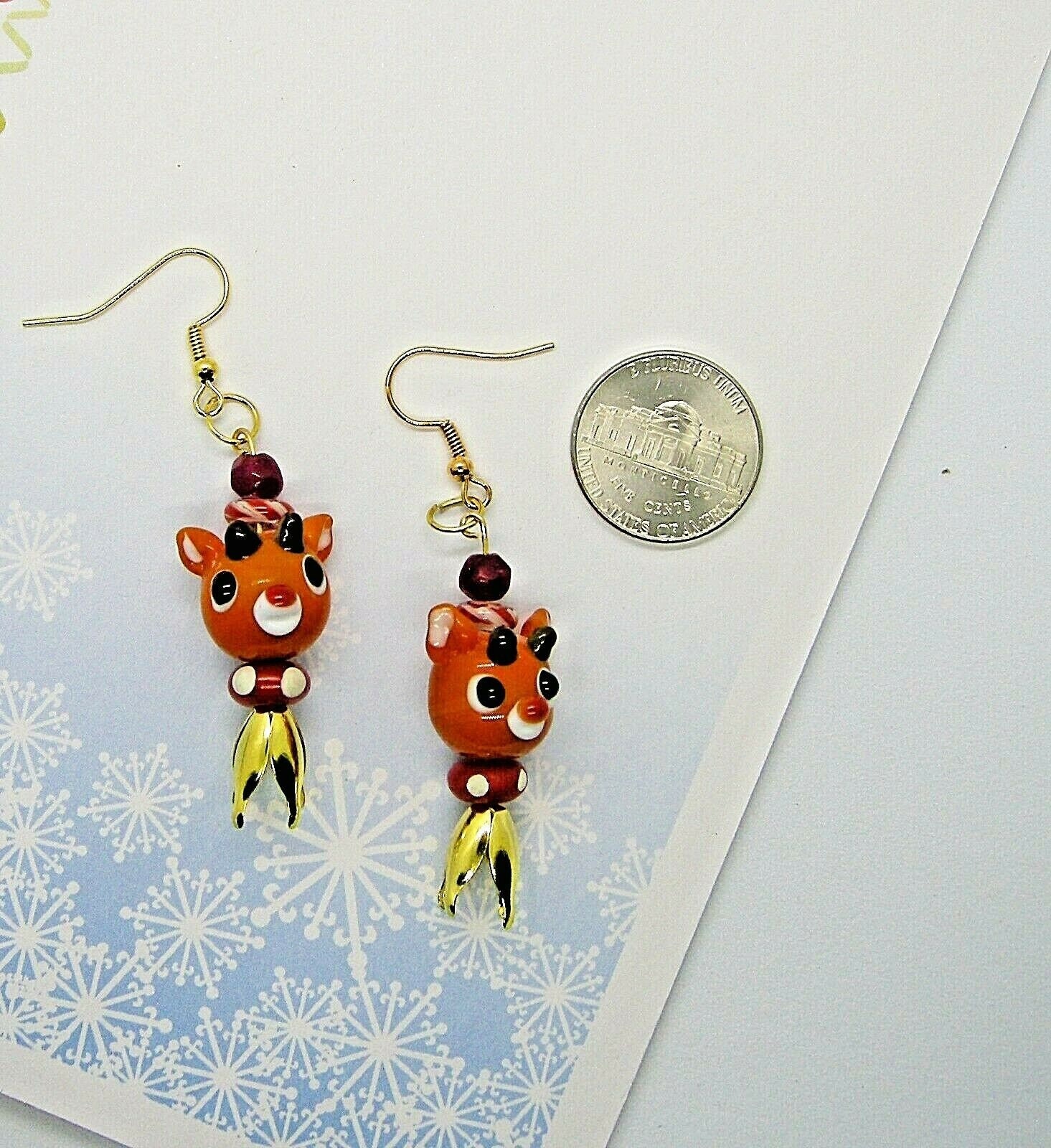 Reindeer Earrings Christmas Dangle Earringschristmas Gift Etsy