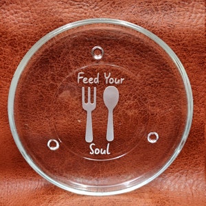 Feed Your Soul Etched Glass Spoon Rest and Coin Tray
