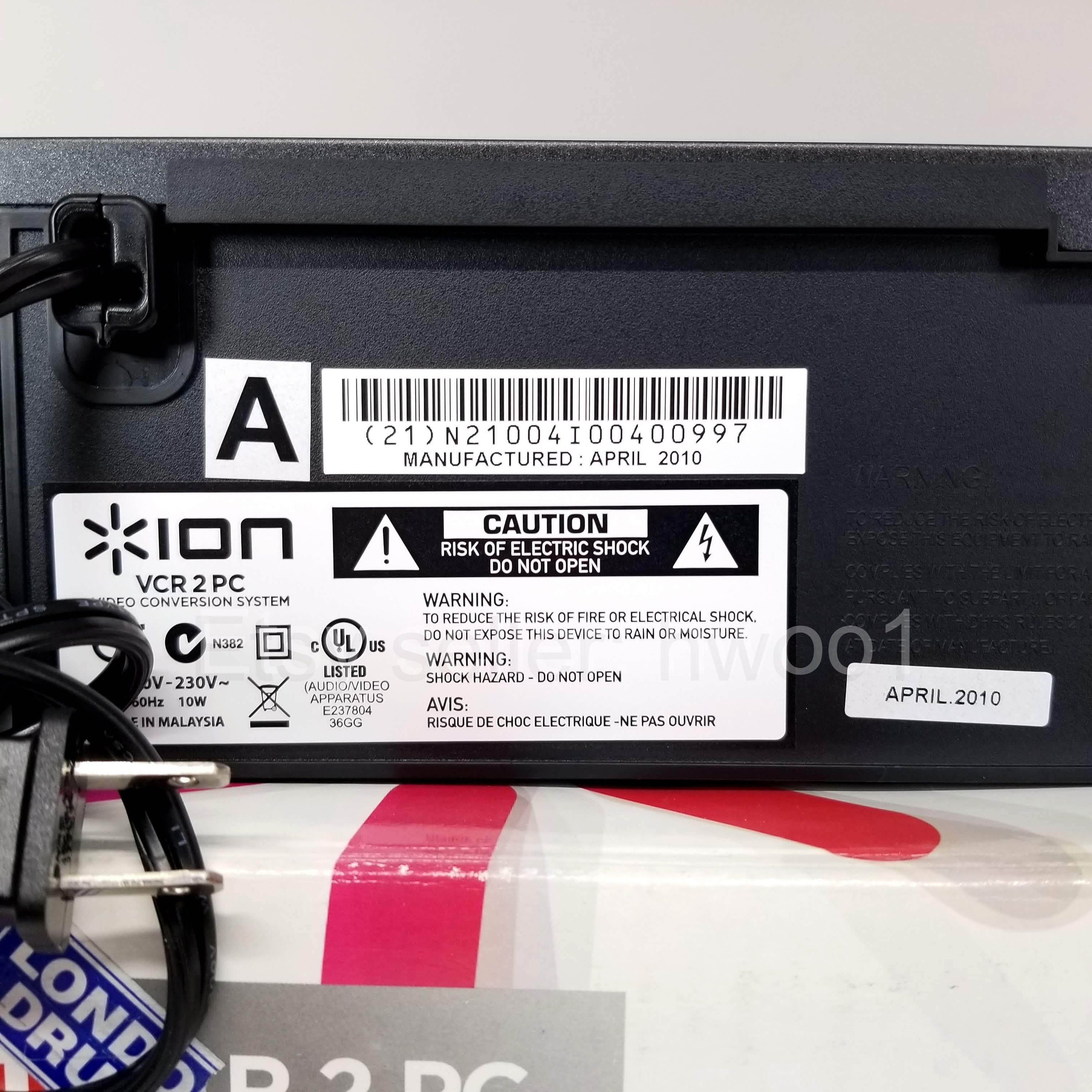 Ion Audio VCR 2 PC USB Vhs Video to Computer Converter, in Box Etsy