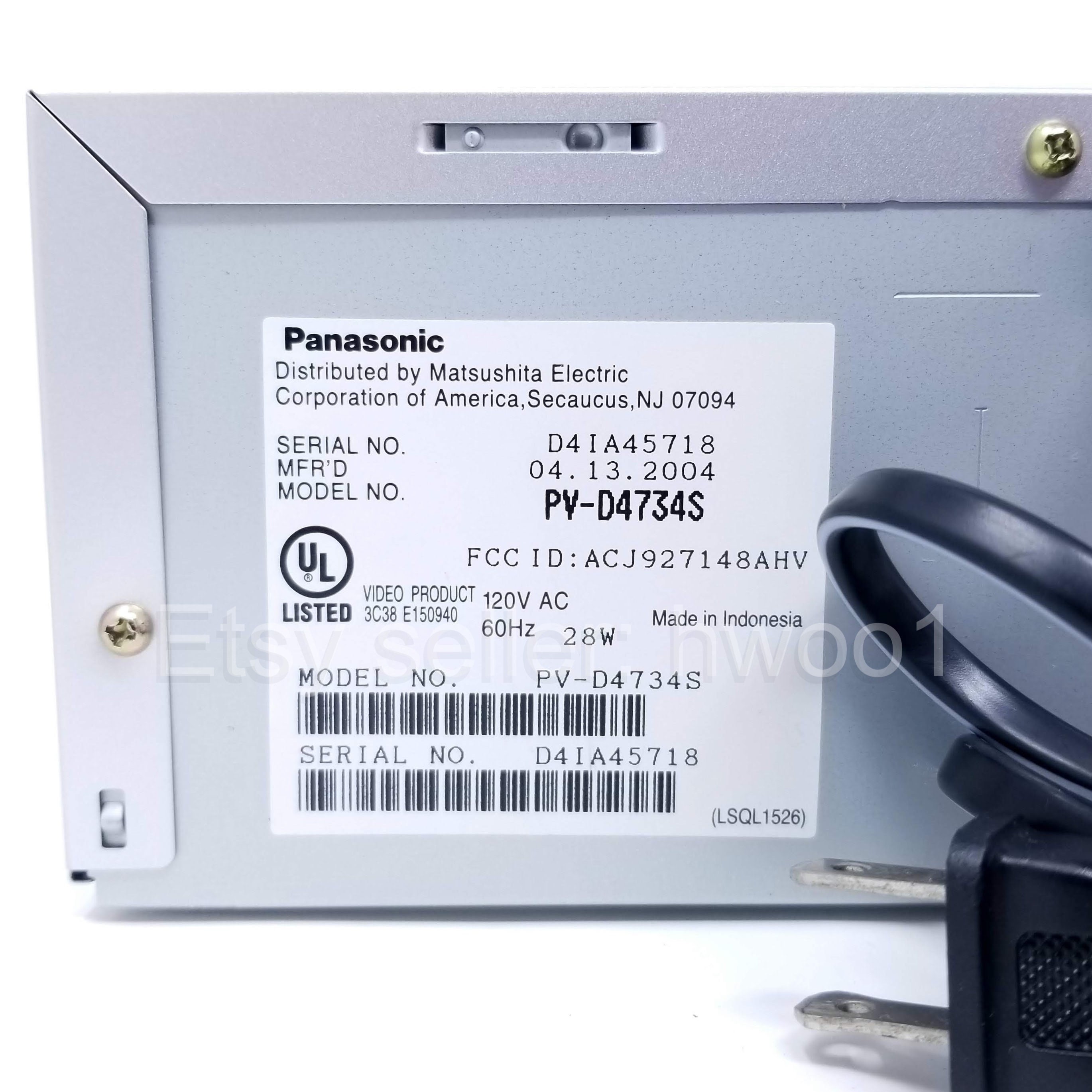 Panasonic DVD VCR Combo PVD4734S W/ Remote, Tested, Lens & Video Heads