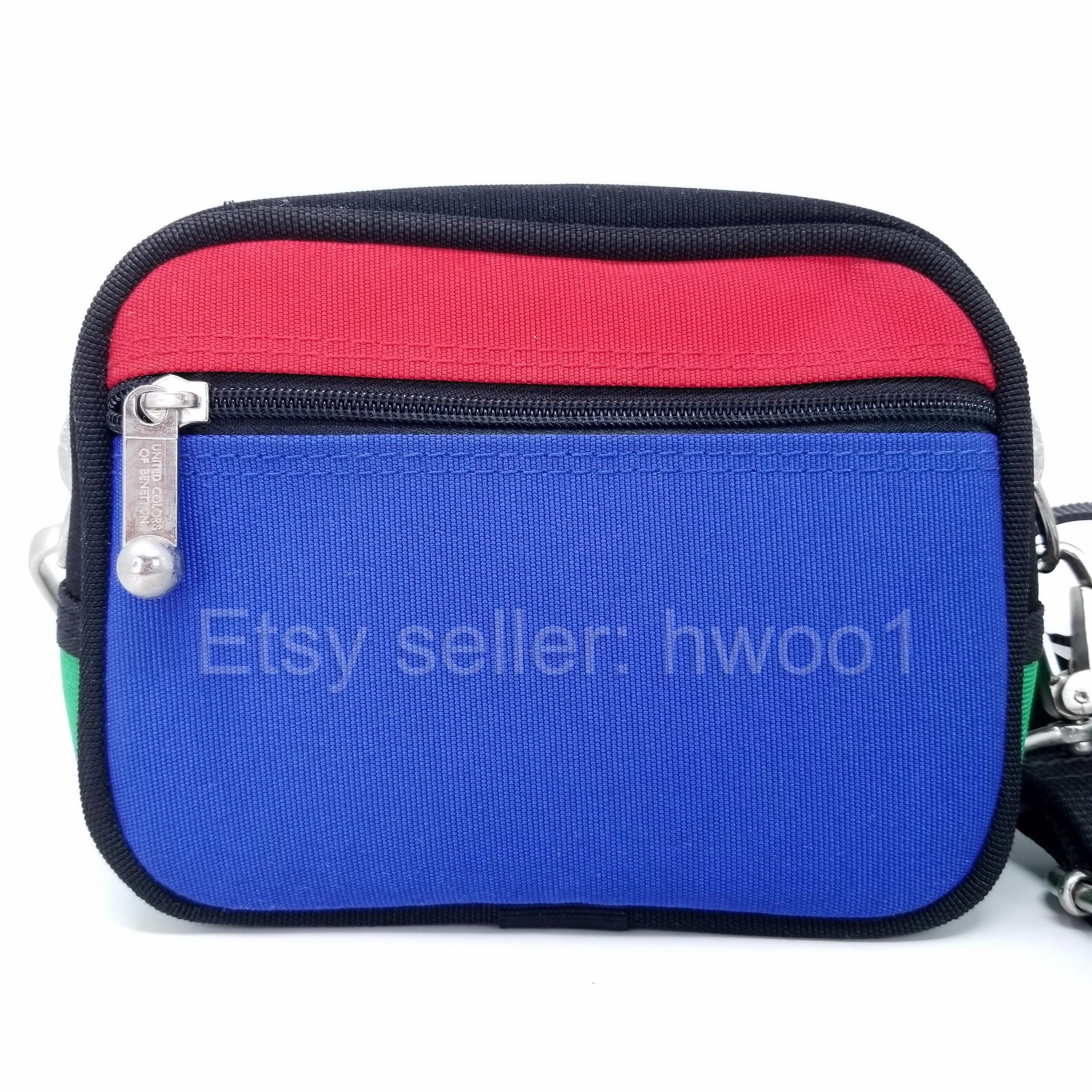 VTG United Colors of Benetton Cross Body Moon Bag Red Blue Green