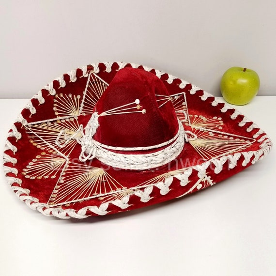 Pigalle Red SOMBRERO XXXX Vtg Small Mexican Mariachi Hat  display picture 3