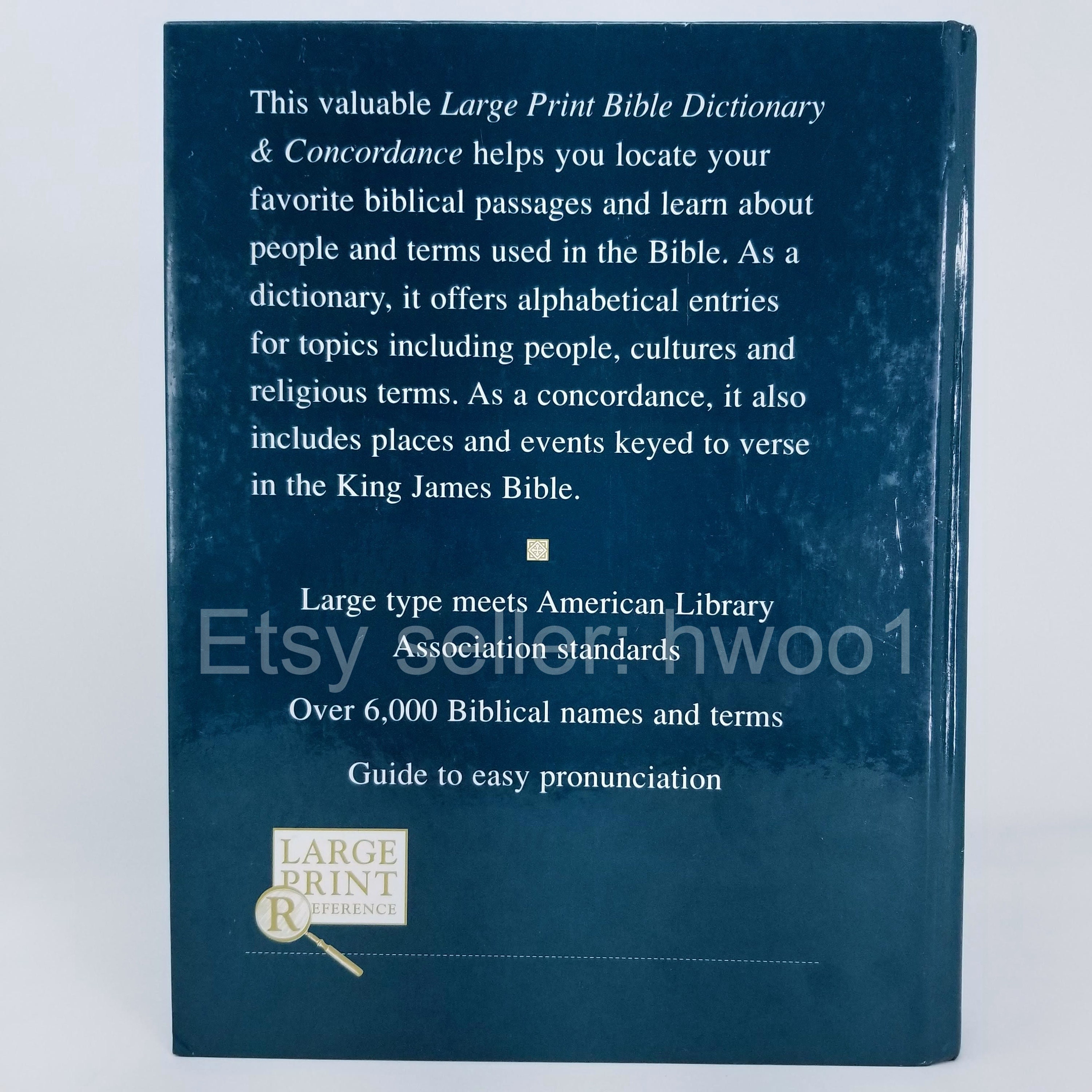 Large Print Bible Dictionary &amp; Concordance 6,000 Biblical Names and ...