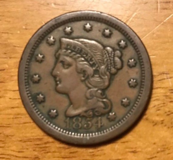 1854 Braided Hair Large Cent 