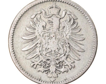 1876 A One 1 Mark German Empire silver coin # 1022