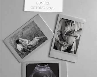 EDITIERBARE Polaroid-Schwangerschaftsanzeige | Schwangerschaftsankündigung | Digitale Babyankündigung | Einfache Schwangerschaftsankündigung | Einzigartig