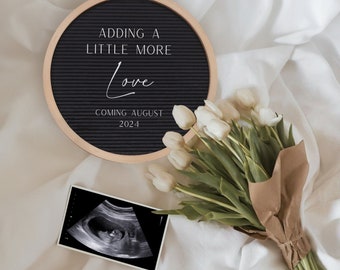 EDITABLE Simple Pregnancy Announcement Bouquet of Flowers | Aesthetic Pregnancy Announcement | Digital Baby Announcement | Flower CANVA