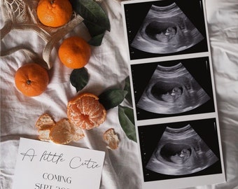 EDITABLE A Little Cutie Pregnancy Announcement with Flowers | Pregnancy Announcement | Digital Baby Announcement | Pregnancy Announcement