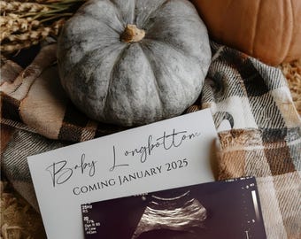 Anúncio de gravidez de outono EDITÁVEL | Anúncio de gravidez vintage | Anúncio de bebê digital | Anúncio de abóbora