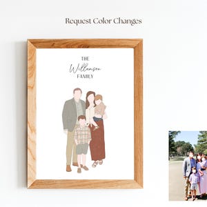 Custom Family Drawing, Modern Watercolor Family Portrait, (Digital + Print) imagem 4