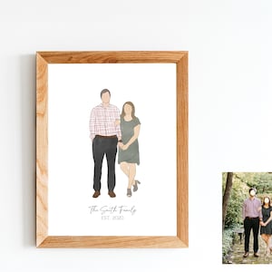 Custom Family Drawing, Modern Watercolor Family Portrait, (Digital + Print) imagem 1