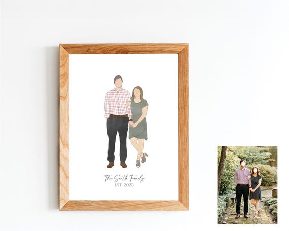 Custom Family Drawing, Modern Watercolor Family Portrait, (Digital + Print)