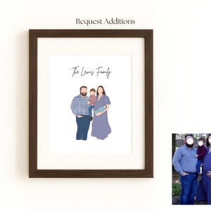 Custom Family Drawing, Modern Watercolor Family Portrait, (Digital + Print) imagem 5