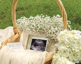 EDITABLE Simple Spring Pregnancy Announcement | Pregnancy Announcement | Digital Boho Baby Announcement | Baby Announcement CANVA