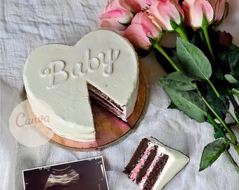 EDITABLE Its a Girl | Vintage Heart Cake Pregnancy Announcement | Vintage Pregnancy Announcement | Digital Baby Announcement | Gender Reveal