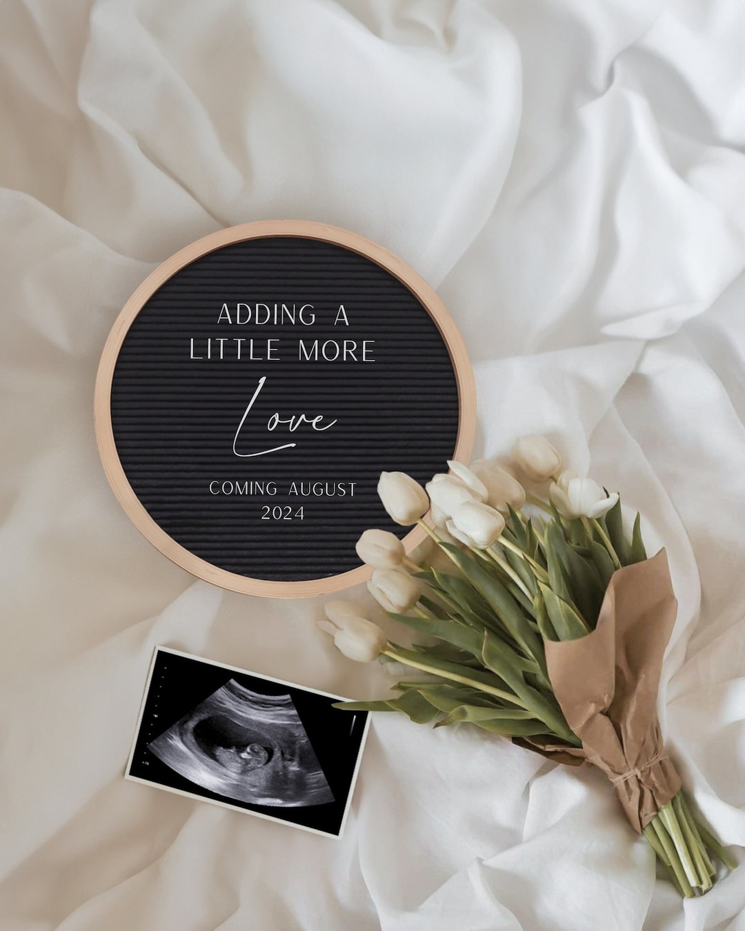 EDITABLE Simple Pregnancy Announcement Bouquet of Flowers | Aesthetic ...