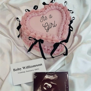 EDITABLE Its a Girl Vintage Heart Cake Pregnancy Announcement | Vintage Pregnancy Announcement | Digital Baby Announcement | Announcement