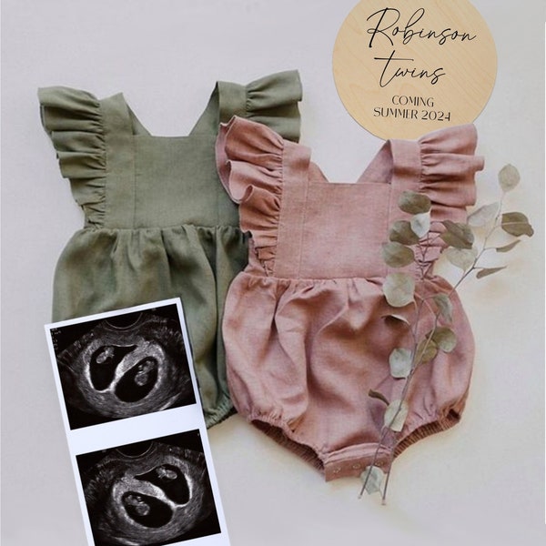 EDITABLE Twin Girl Pregnancy Announcement | Floral Pregnancy Announcement | Digital Baby Announcement | Baby Girl Announcement | Canva