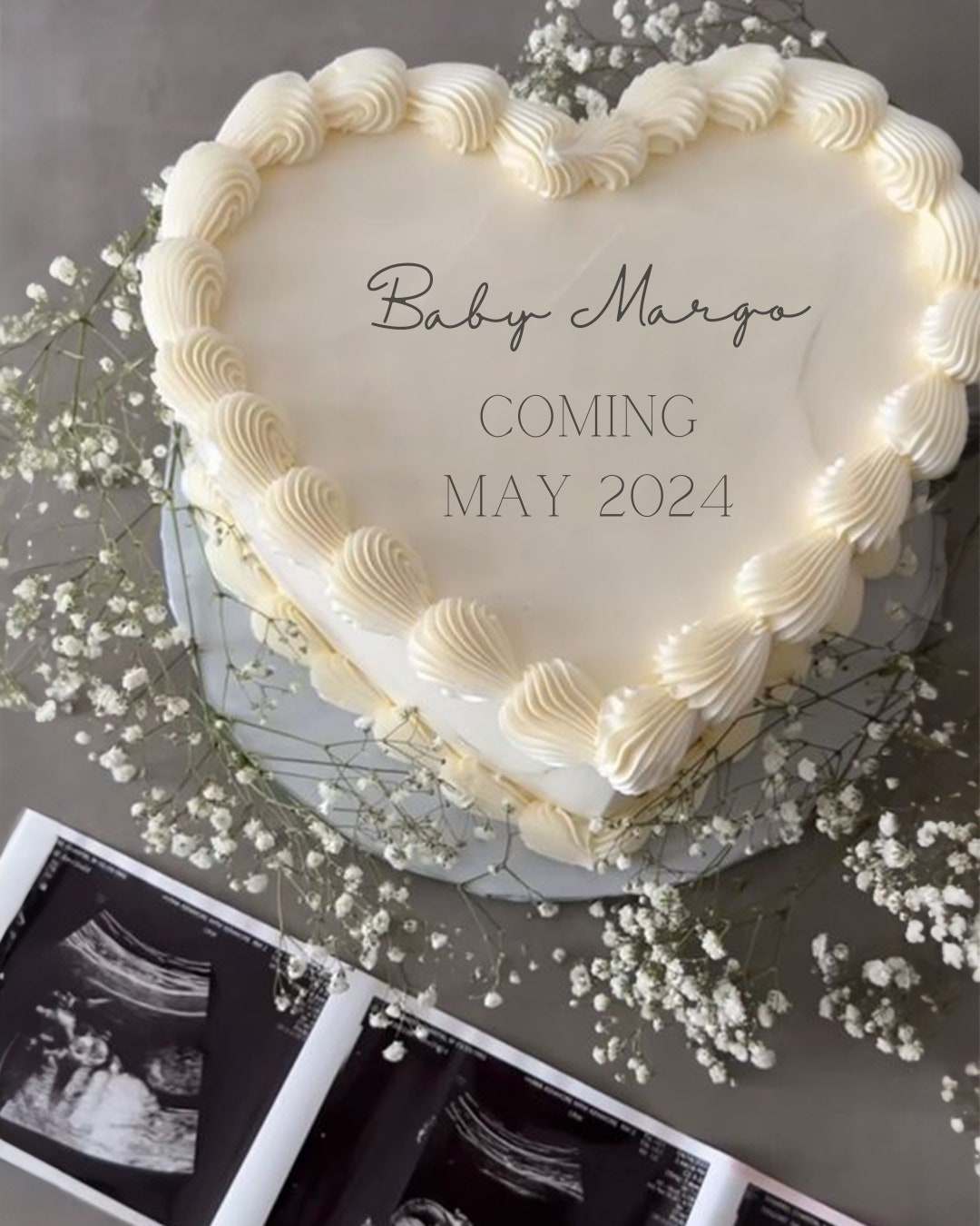 EDITABLE Vintage Heart Cake Pregnancy Announcement Vintage Pregnancy