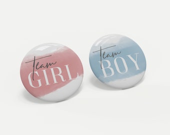 GENDER REVEAL BUTTONS, Simple Pink & Blue Design, Boho Gender Reveal, Cute Gender Reveal Buttons, Modern Gender Reveal Decor, GR1