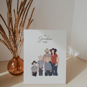 Custom Family Drawing, Modern Watercolor Family Portrait, (Digital + Print) imagem 6