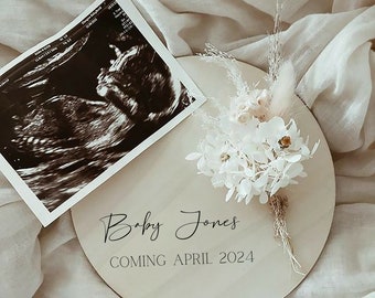 EDITABLE Simple Baby Pregnancy Announcement | Pinterest Pregnancy Announcement | Digital Baby Announcement | Floral baby Announcement