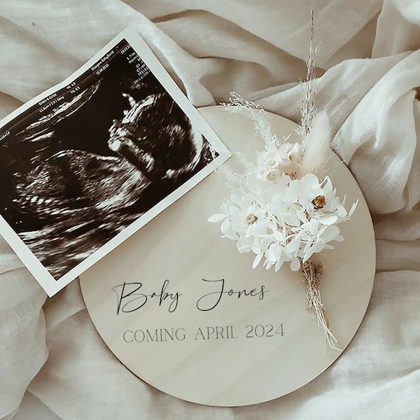 EDITABLE Simple Baby Pregnancy Announcement | Pinterest Pregnancy Announcement | Digital Baby Announcement | Floral baby Announcement