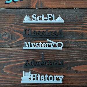 STL Library Shelf Signs – 3D Printable Files Book Genre Labels ...