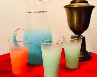 Vintage West Virginia Blendo Mid Century Glassware, Blendo Glass Tumblers, Retro Barware