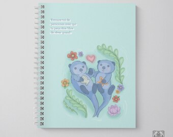 2024 Agenda, January-December, Annual Weekly Planner, Calendar and Notes, French or English, Cute Otter Couple