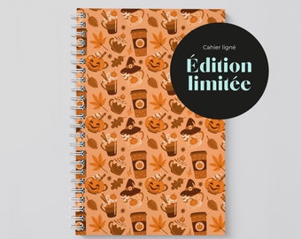 Notebook Small Notebook Stationery hard cover recycled paper Pattern Coffee pumpkin spiced autumn leaves limited edition