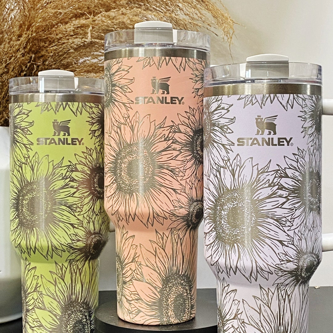 Sunflower Design 40oz Tumbler with Handle, Lid, Straw, Laser Engraved –  Prairie Tale Farm