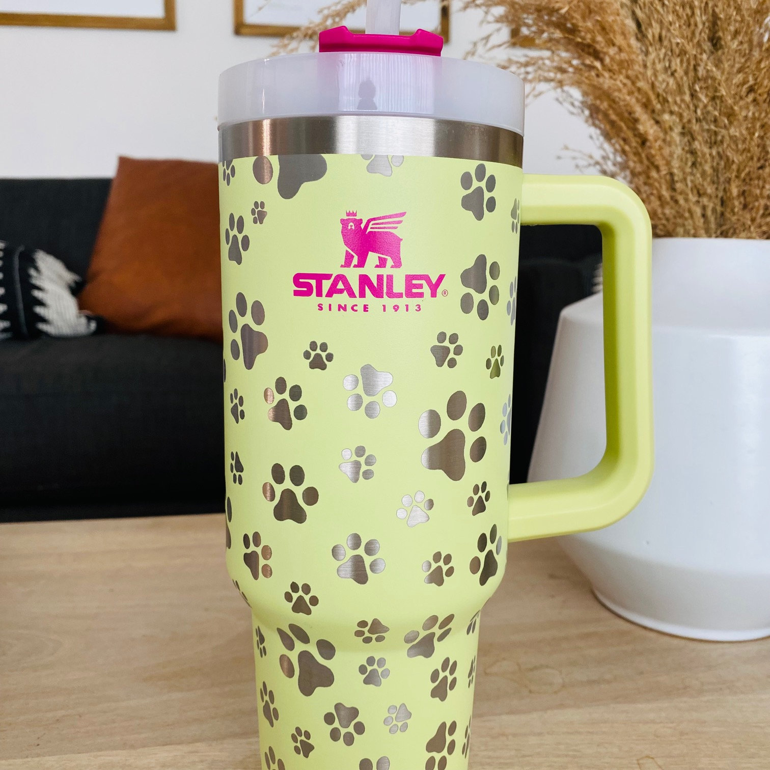 40oz Sunflower Print Stanley Style Cup with Handle - 360 degree engrav –  Wrinkle Dogs