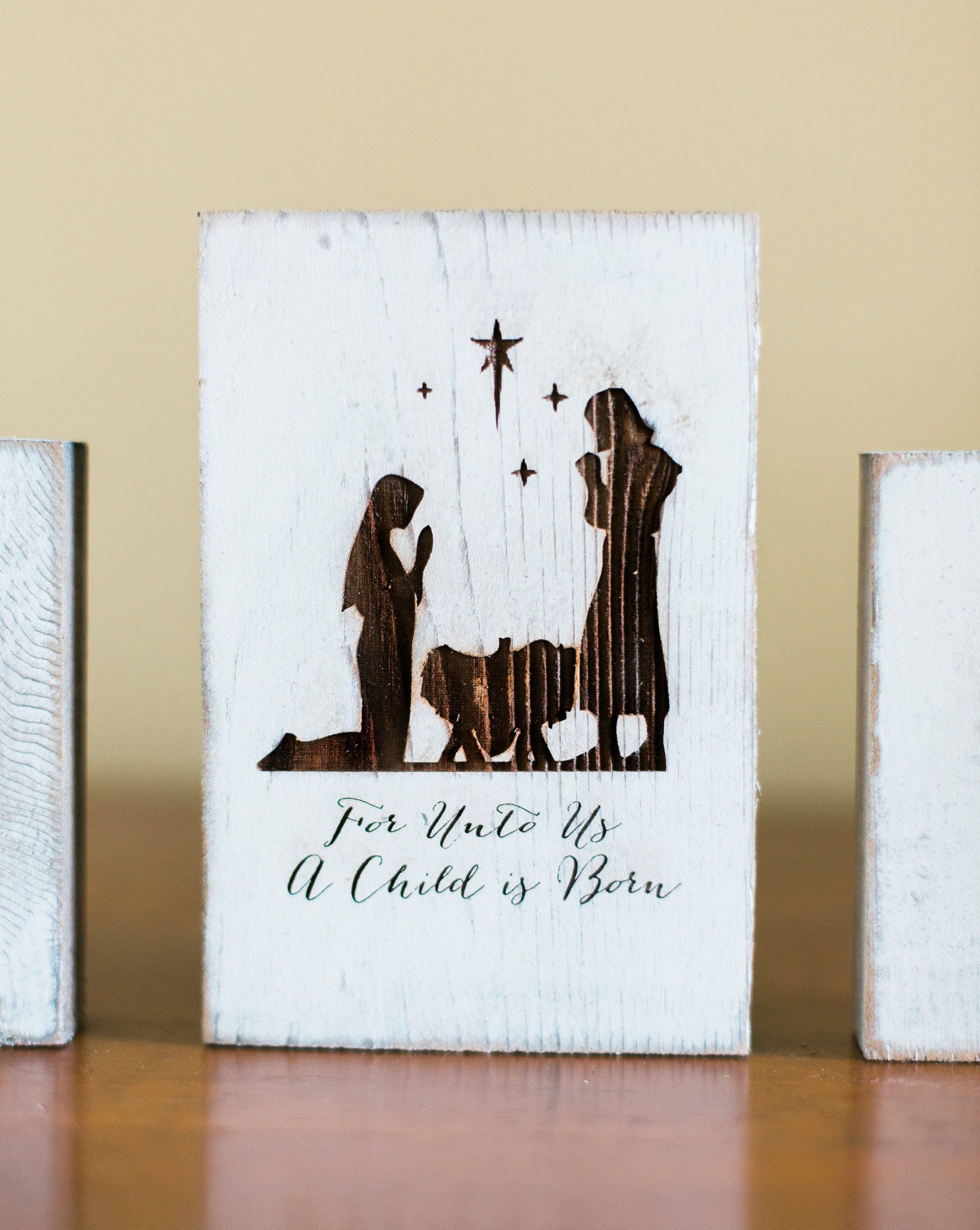 Rustic Nativity Scene 3 Piece Etsy